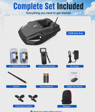 D50B Carbon Fiber GPS Voerboot met Dubbele 15600mAh Batterij - Krachtige RC Visboot