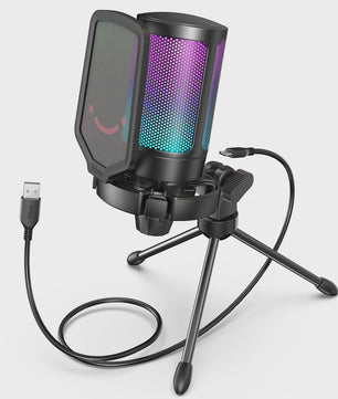FIFINE A6V USB Microfoon voor Gaming & Streaming met RGB, Popfilter en Shock Mount