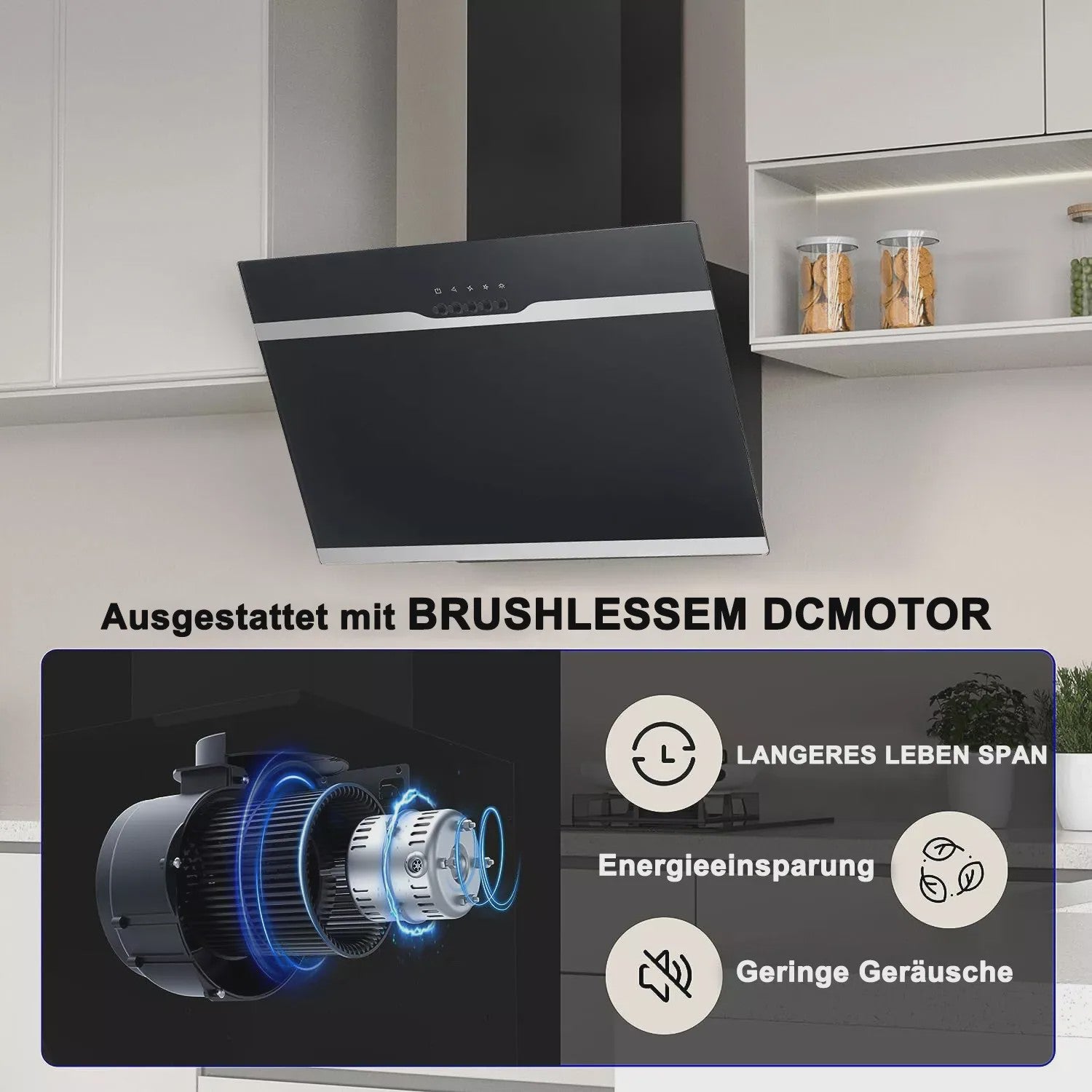 TopStrong Wandafzuigkap 60cm Zwart RVS - Eenvoudig Reinigbare Filters