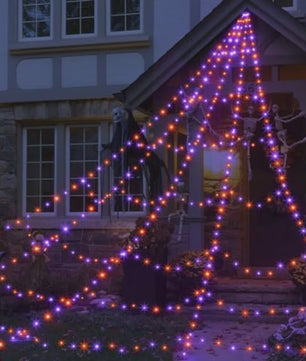Grote Halloween Spider Web Verlichting met 250 LED's en Gigantische Spin - 5 Meter