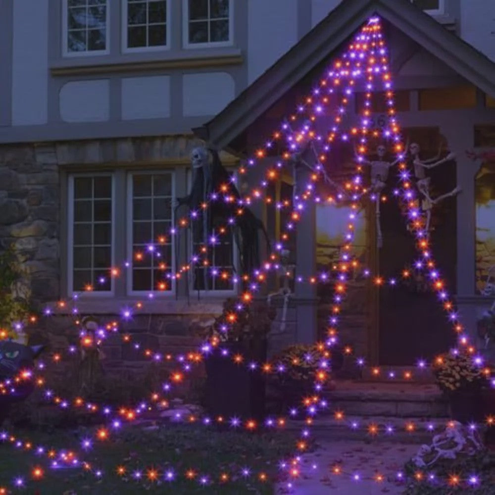 Grote Halloween Spider Web Verlichting met 250 LED's en Gigantische Spin - 5 Meter
