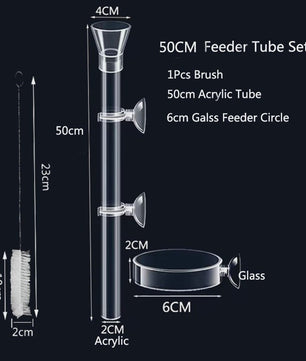 Transparante Acryl Voederbuis met Schotel voor Aquarium - Voerdispenser voor Vissen, Garnalen en Slakken