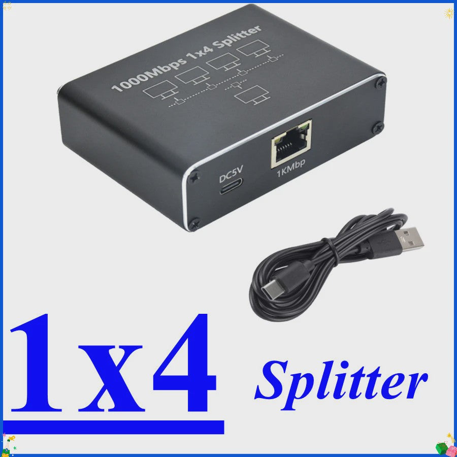 Gigabit Ethernet Switch Splitter 1x2, 1x3, 1x4 - 1000Mbps RJ45 LAN Netwerk Adapter