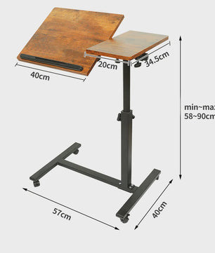 Verstelbare Laptoptafel op Wielen - Inklapbaar & Mobiel Sta-bureau voor Bed en Bank