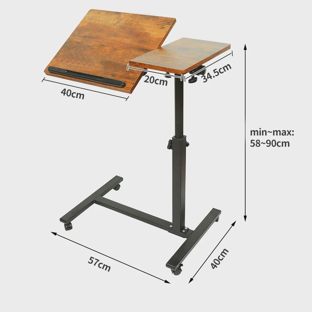 Verstelbare Laptoptafel op Wielen - Inklapbaar & Mobiel Sta-bureau voor Bed en Bank