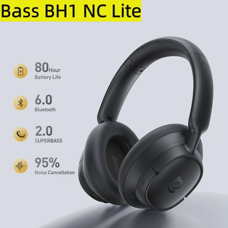 Baseus Bass EH10 NC Draadloze Koptelefoon - 45dB Noise Cancelling, 80 Uur Batterij, Bluetooth 6.0