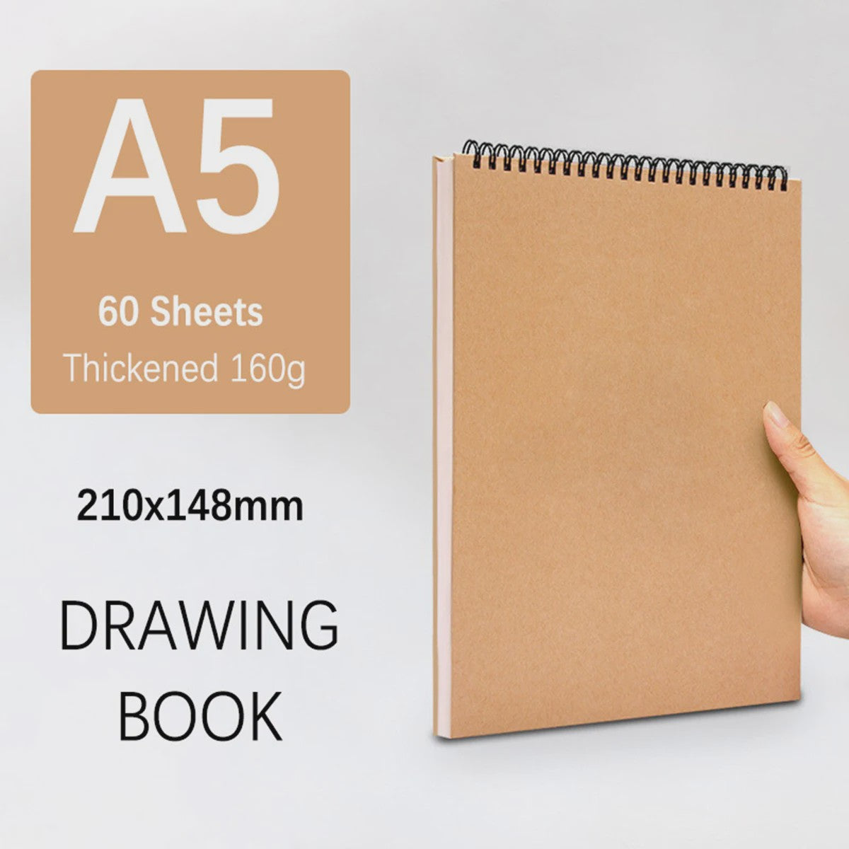 Professioneel Schetsboek 160gsm - 30 Vel Dik Tekenpapier met Spiraalbinding