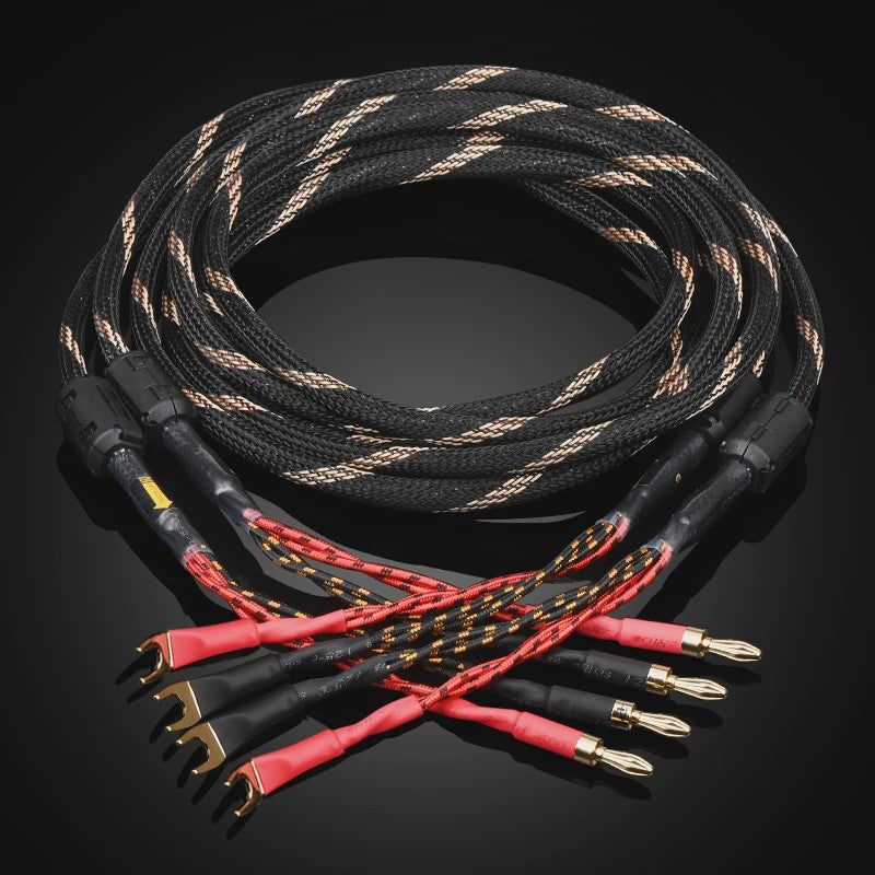 High-End Hifi Luidsprekerkabel - 6N OFC Koper, Vergulde Banana/Y-stekkers