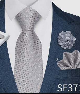 Luxe Heren Set: Paarse Paisley Stropdas, Manchetknopen, Pochet & Boutonnière - 8cm Breed