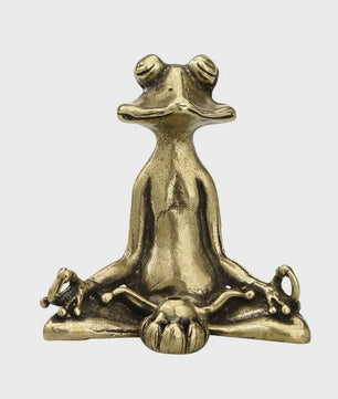 Meditatie Kikker Beeldje Antiek Messing - Wierookhouder & Zen Decoratie