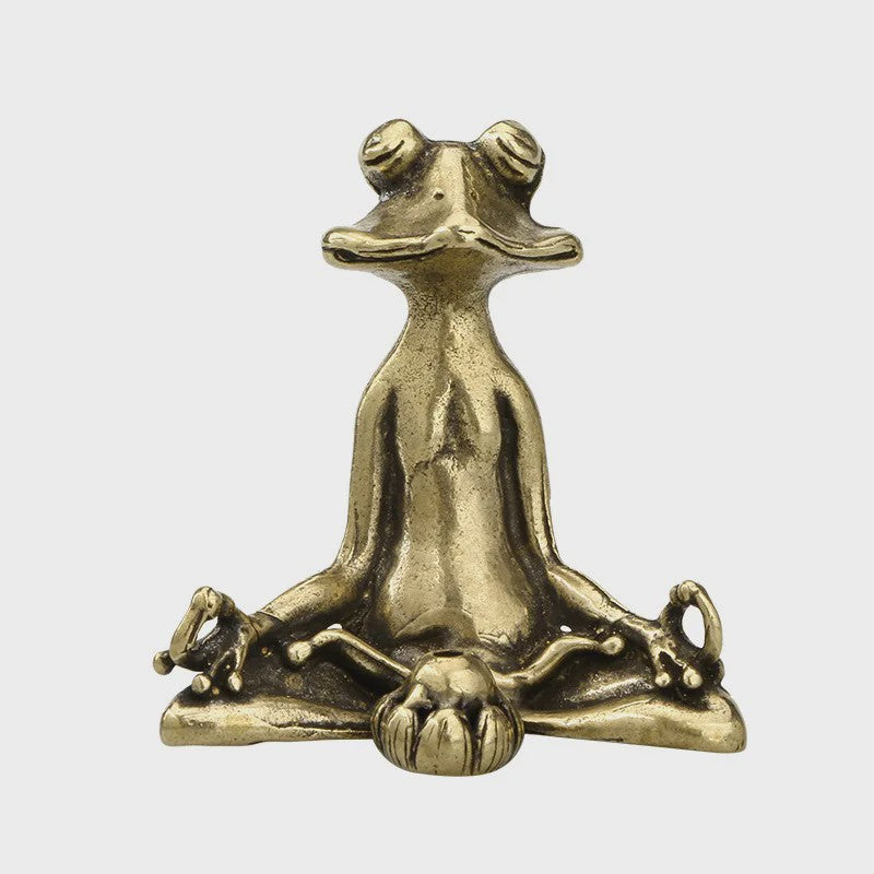 Meditatie Kikker Beeldje Antiek Messing - Wierookhouder & Zen Decoratie
