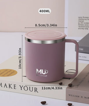 Geïsoleerde Koffiemok met Deksel - 400ML Dubbelwandig RVS Drinkbeker