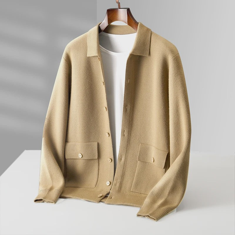 Heren 100% Kasjmier Vest met POLO Kraag - Gebreide Jas voor Herfst & Winter