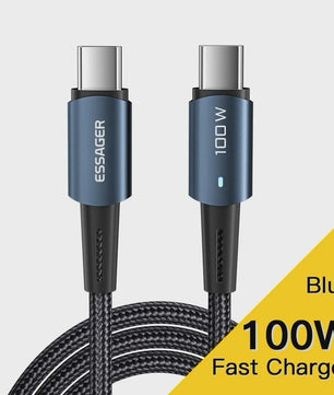 Essager PD 100W Type C naar C Kabel - Snel Opladen & Data voor Telefoon, Laptop, iPad
