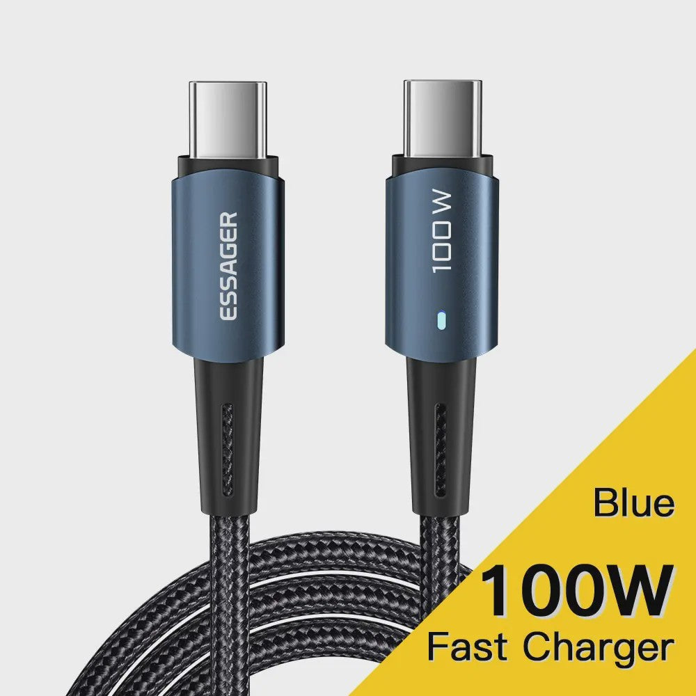 Essager PD 100W Type C naar C Kabel - Snel Opladen & Data voor Telefoon, Laptop, iPad
