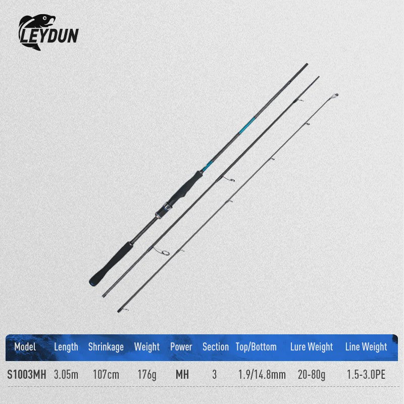 Blue Inshore Spinhengels - Zoutwater Vissen, Licht & Snel, 2-delig