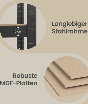 Songmics Metalen Stellingkast 5 Legborden Set van 2 - 150x75x30cm - Hoge Draagkracht