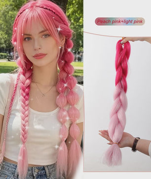 Glanzende Regenboog Jumbo Vlechten met Tinsel - Synthetisch Haar voor Festivals & Feesten