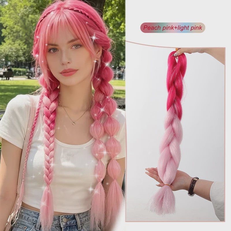 Glanzende Regenboog Jumbo Vlechten met Tinsel - Synthetisch Haar voor Festivals & Feesten
