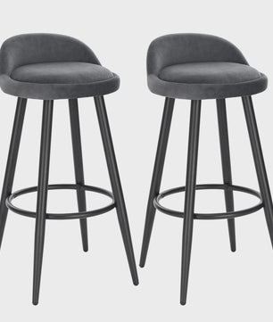 Set van 2 fluwelen barkrukken met voetensteun - Stijlvol en comfortabel voor keuken en bistro