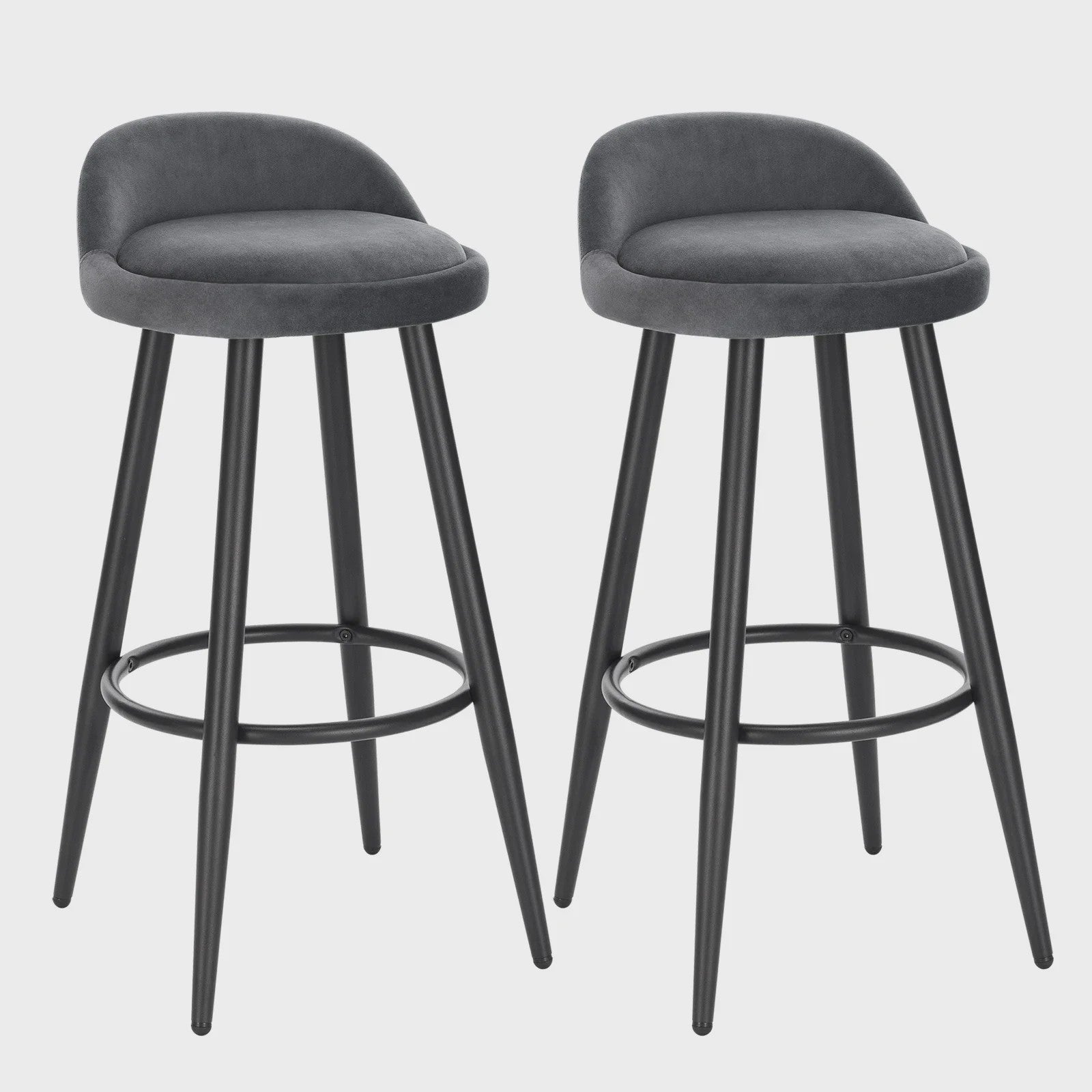 Set van 2 fluwelen barkrukken met voetensteun - Stijlvol en comfortabel voor keuken en bistro