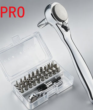 32-delige Mini Ratel Sleutel Set met 1/4" Bit, 72T, Magnetisch - Ideaal voor Krappe Ruimtes