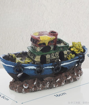 Uniek Scheepswrak Aquarium Decoratie - Verzonken Piratenschip Vistank Ornament