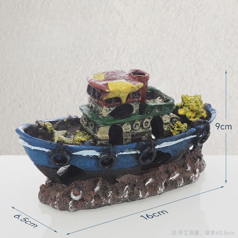 Uniek Scheepswrak Aquarium Decoratie - Verzonken Piratenschip Vistank Ornament