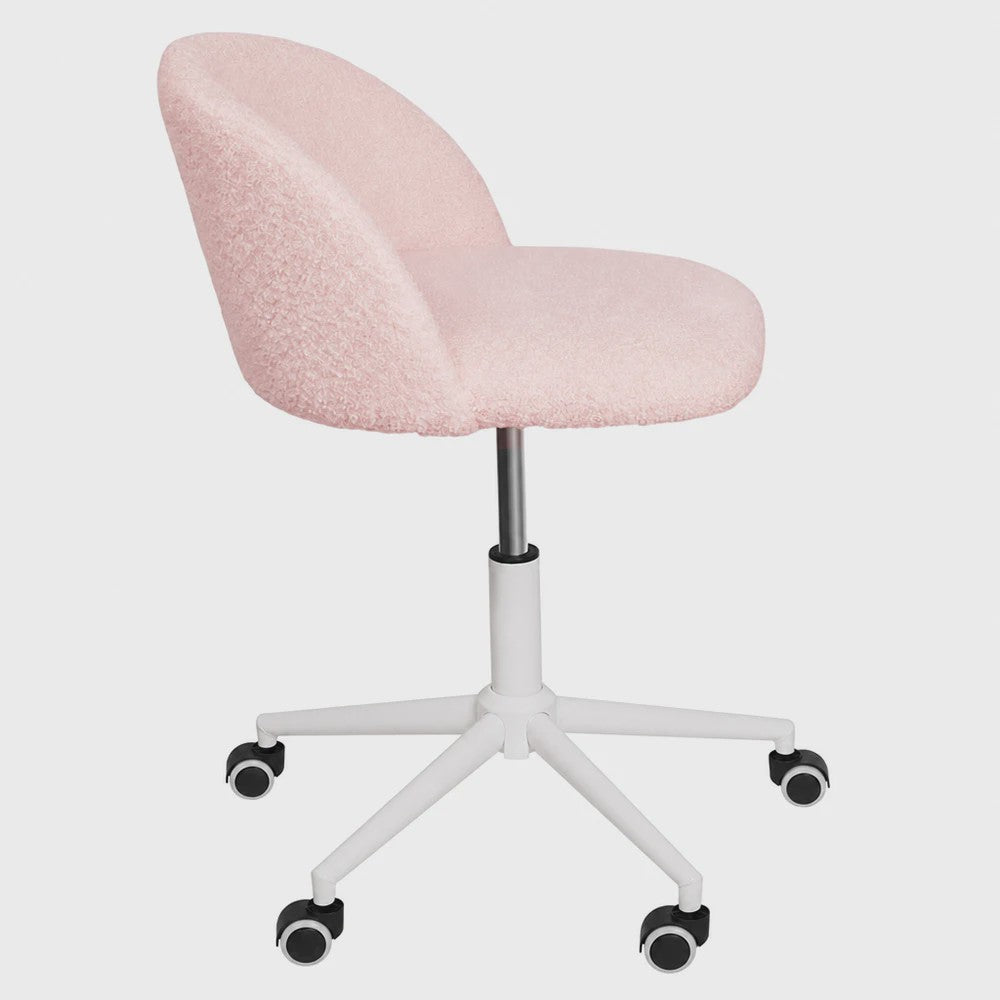 Stijlvolle Bureaustoel & Make-up Stoel met Schuimvulling en Verstelbare Hoogte - Roze, Wit of Grijs