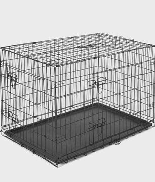 PawHut Hondenkooi Transportbox 2 Deuren Opvouwbaar Met Handvat Staal 76x46x52cm Zwart