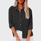 Dames Blouse met Lange Mouwen - Katoen Linnen Look