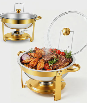 RVS Chafing Dish Buffet Set 5QT - Goudkleurig Afgewerkt - Set van 1, 2 of 4