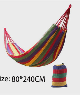 Dubbele Hangmat van Canvas Katoen voor 2 Personen met Ophangbanden - Rood/Blauw Gestreept