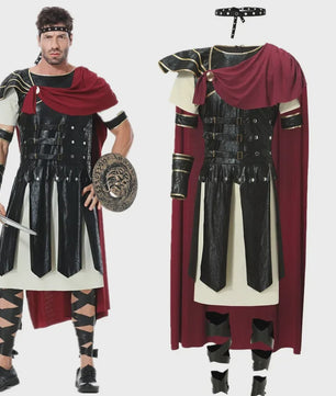 Romeinse Gladiator Kostuum voor Mannen - Middeleeuwse Ridder Verkleedkostuum voor Carnaval & Halloween