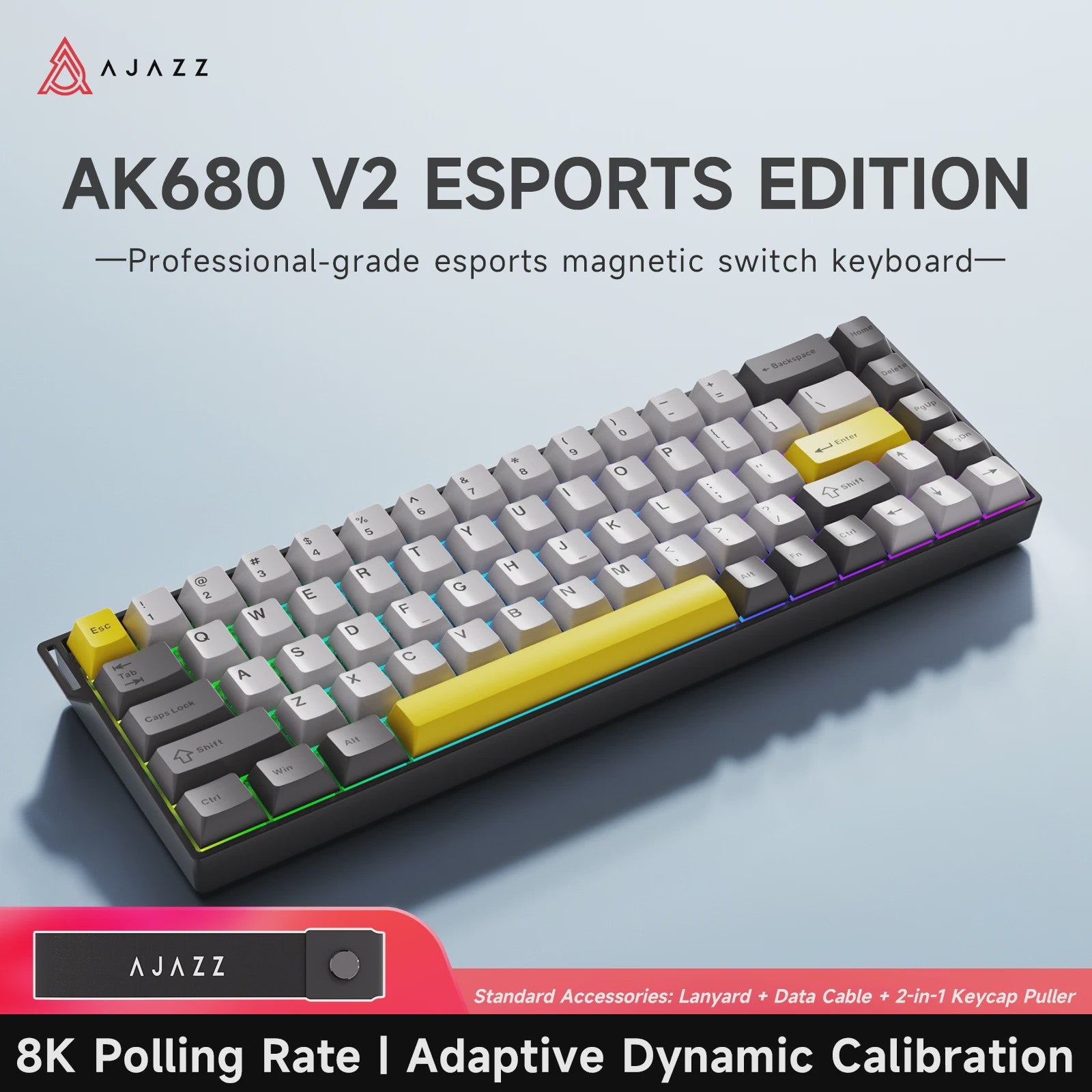 Ajazz AK680 V2 Gaming Toetsenbord: Magnetische Switches, 8K Polling Rate & RGB