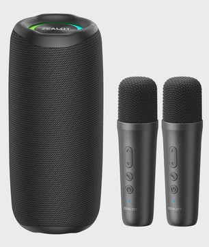 Zealot MP2 Draagbare Karaoke Bluetooth Speaker met 2 Draadloze Microfoons - 10u Speeltijd, IPX5 Waterdicht