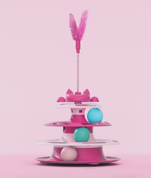 Interactieve Katten Toren Speelgoed met Balletjes en Veer - Zelfentertainment & Anti-verveling