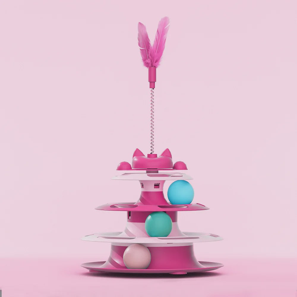 Interactieve Katten Toren Speelgoed met Balletjes en Veer - Zelfentertainment & Anti-verveling