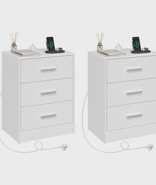 Modern Nachtkastje met 3 Lades en Geïntegreerd Oplaadpunt - Stijlvol Ladekastje voor Slaapkamer & Woonkamer