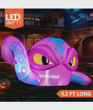 Opblaasbare Paarse Octopus 6.2 FT - Halloween Raamdecoratie & Tuindecoratie met LED