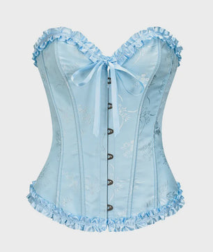 Sexy Jacquard Bustier Corset met Ruches en Push-Up Effect - Gothic Stijl