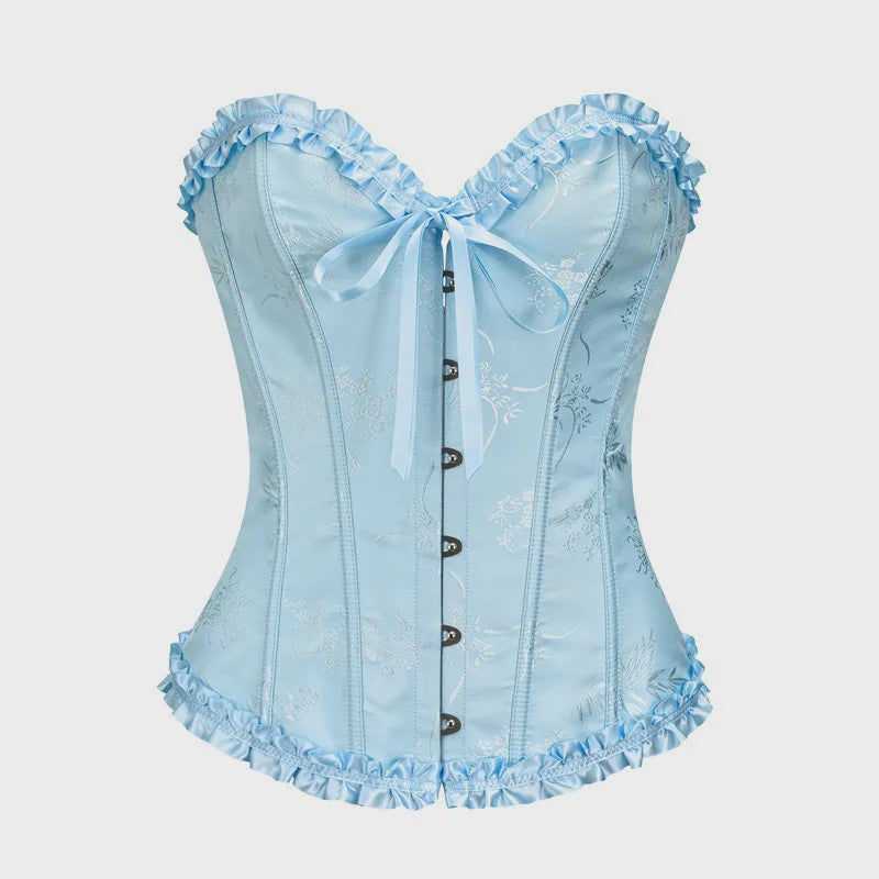 Sexy Jacquard Bustier Corset met Ruches en Push-Up Effect - Gothic Stijl