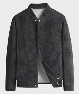 Herfst/Winter Heren Suède Bomberjack met Baseballkraag - Casual & Zakelijk