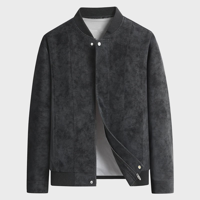 Herfst/Winter Heren Suède Bomberjack met Baseballkraag - Casual & Zakelijk