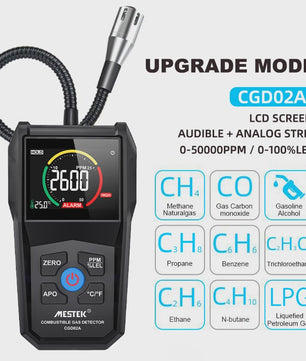 Professionele Gasdetector - Methaan, LPG & Combustibele Gassen - 50000 PPM / 100%LEL - CE Gecertificeerd