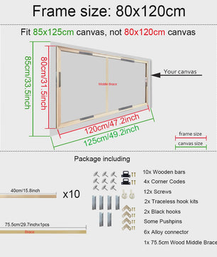 DIY Houten Canvas Frame Kit - Diverse Maten voor Schilderijen & Diamantkunst