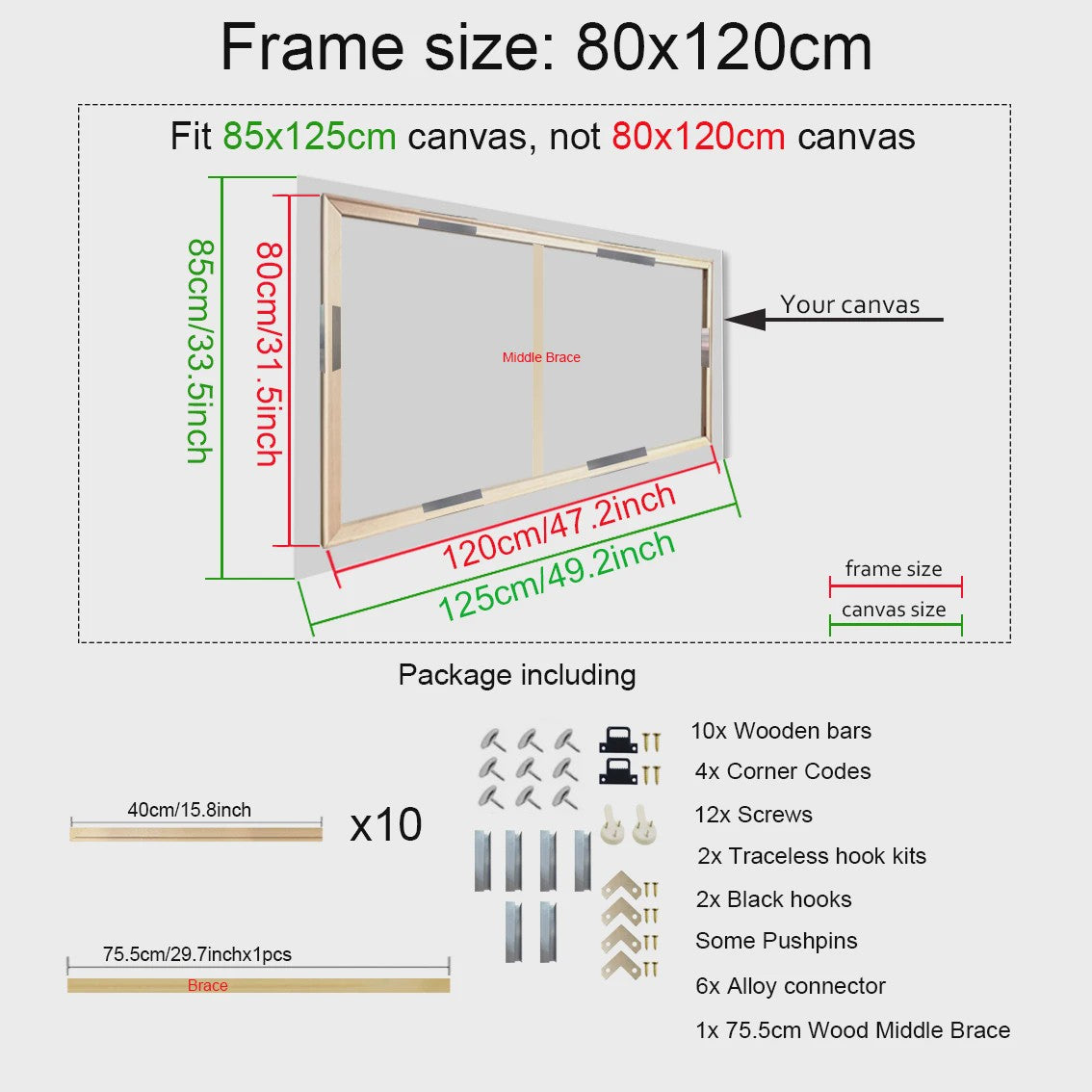 DIY Houten Canvas Frame Kit - Diverse Maten voor Schilderijen & Diamantkunst