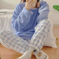Dames Pyjama Set van Zacht Fleece - Warm & Comfortabel met Plaid Print - Winter Home Suit