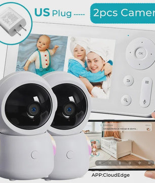 WiFi Babyfoon met Twee Camera's, Split-Screen, App Controle & 4.3" IPS Scherm - 2K 3MP Auto Tracking PTZ