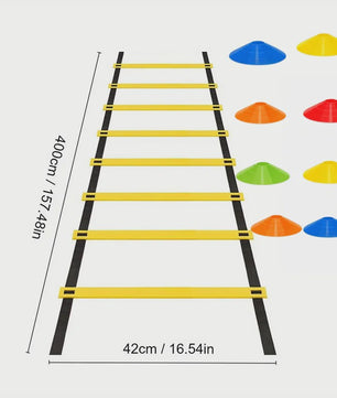 Agility Ladder & Voetbal Trainingscones Set voor Snelheid, Wendbaarheid en Voetbaltraining